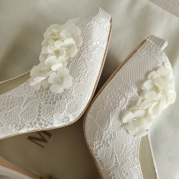 Menbur Novia REA Women's Ivory Heels Wedding Bridal Floral Lace Size 9 - Picture 8 of 17
